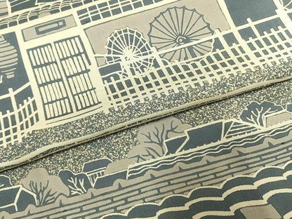 平和屋着物●上質な小紋　紬地　風景文　正絹　逸品　AABI1250fy