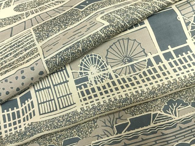 平和屋着物●上質な小紋　紬地　風景文　正絹　逸品　AABI1250fy