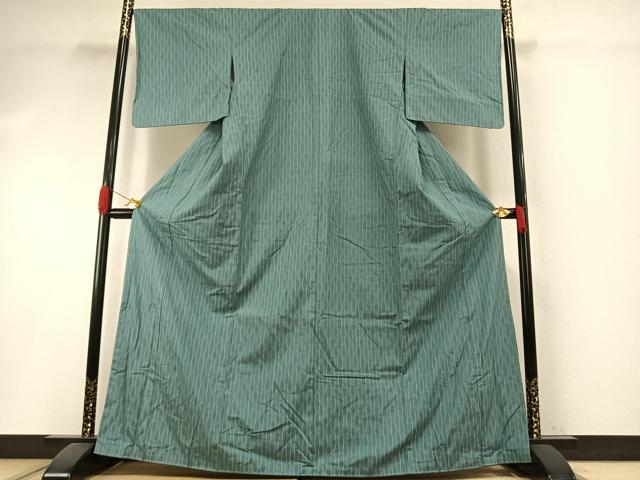 平和屋着物●上質な紬　よろけ縞　やまと誂製　正絹　逸品　未使用　AABI1252fy