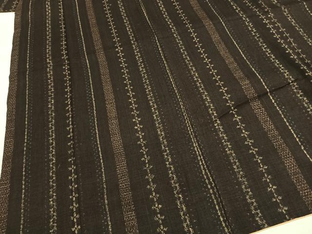 平和屋着物●結城ちぢみ　80亀甲　間道　正絹　逸品　AABI1254fy