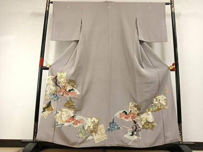 平和屋着物●金彩友禅作家　金彩の魔術師　堀省平　金煌織　色留袖　人物色紙重ね花文　本金使用　正絹　逸品　AABI1256fy