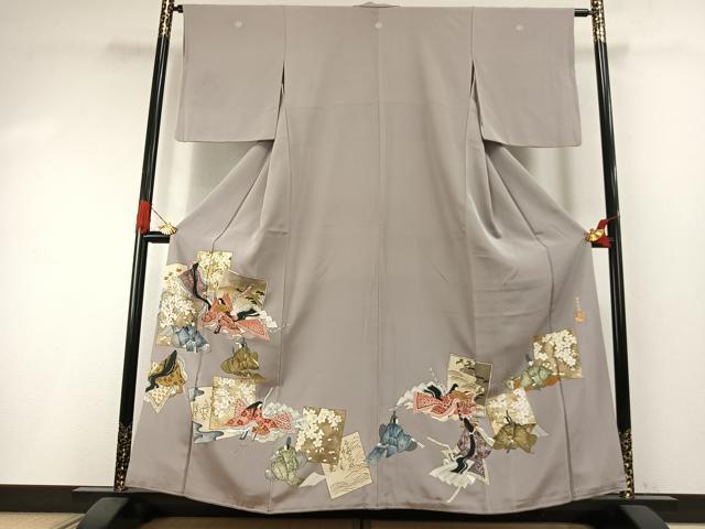 平和屋着物●金彩友禅作家　金彩の魔術師　堀省平　金煌織　色留袖　人物色紙重ね花文　本金使用　正絹　逸品　AABI1256fy