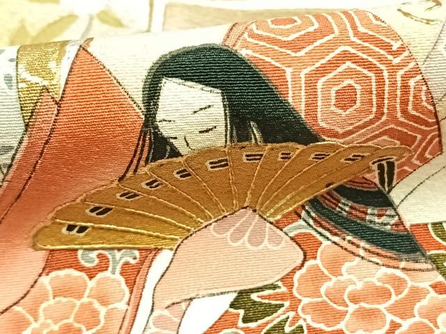 平和屋着物●金彩友禅作家　金彩の魔術師　堀省平　金煌織　色留袖　人物色紙重ね花文　本金使用　正絹　逸品　AABI1256fy