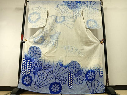 平和屋着物●訪問着　総絞り　草花文　暈し染め　正絹　逸品　AABI1257fy
