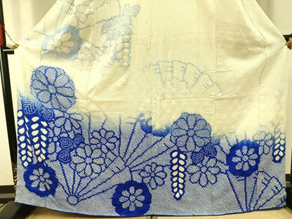 平和屋着物●訪問着　総絞り　草花文　暈し染め　正絹　逸品　AABI1257fy