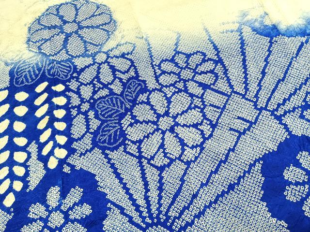 平和屋着物●訪問着　総絞り　草花文　暈し染め　正絹　逸品　AABI1257fy