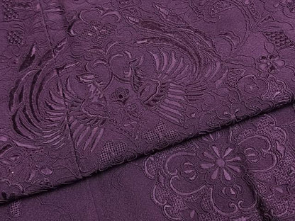 平和屋着物●中国三大刺繍　汕頭刺繍　スワトウ刺繍　総刺繍　振袖　花鳥文　葡萄色　正絹　逸品　AABI1259fy