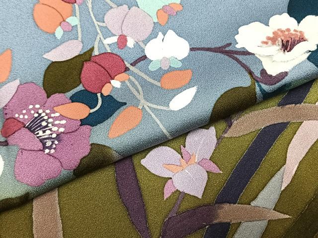平和屋着物●染色作家　草野一騎　訪問着　手描き　枝花文　暈し染め　金彩　正絹　逸品　AABI1260fy