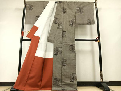 平和屋着物●本場大島紬　カタス9マルキ　色紙重ね花文　正絹　逸品　AABI1261fy