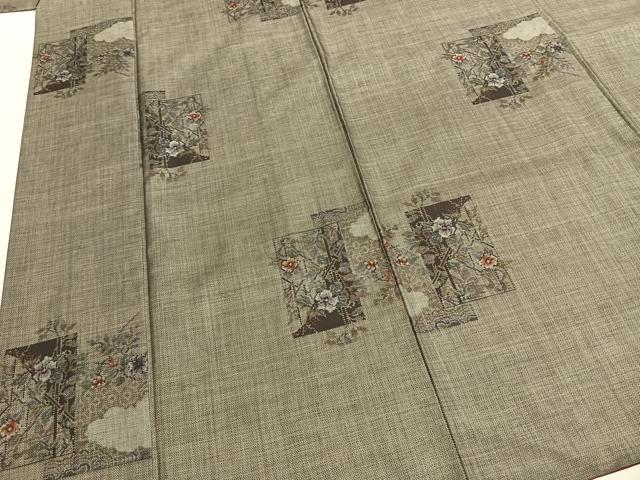 平和屋着物●本場大島紬　カタス9マルキ　色紙重ね花文　正絹　逸品　AABI1261fy