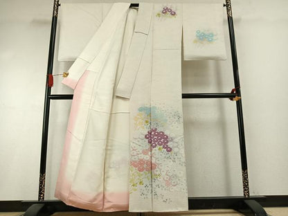 平和屋着物●訪問着　草花文　暈し染め　正絹　逸品　AABI1263fy
