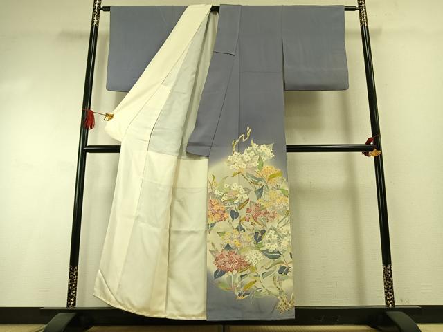 平和屋着物●本加賀友禅作家　百貫華峰　色留袖　紫陽花　アジサイ　暈し染め　正絹　逸品　AABI1264fy