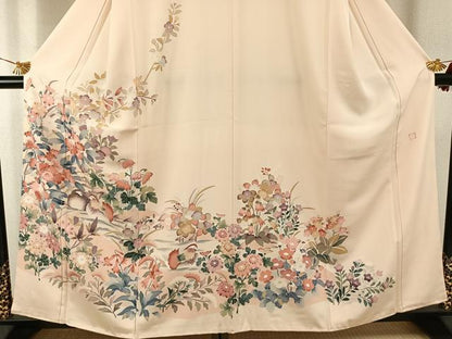 平和屋着物●訪問着　友禅　作家物　花鳥文　正絹　逸品　AABI1265fy