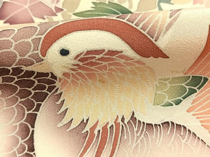 平和屋着物●訪問着　友禅　作家物　花鳥文　正絹　逸品　AABI1265fy