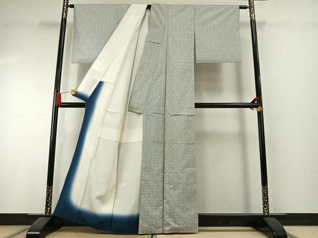 平和屋着物●本場大島紬　白大島　一元7マルキ　亀甲花文　正絹　逸品　AABI1266fy