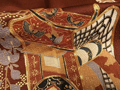 平和屋着物●豪華振袖　駒刺繍　御所車花文　暈し染め　金彩　正絹　逸品　AABI1268fy