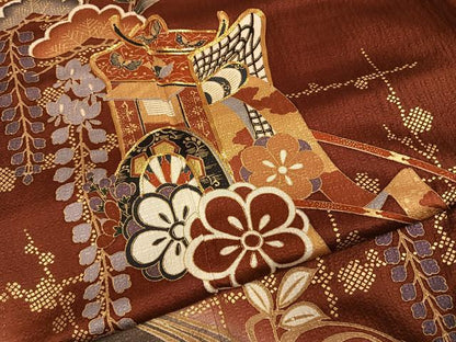 平和屋着物●豪華振袖　駒刺繍　御所車花文　暈し染め　金彩　正絹　逸品　AABI1268fy