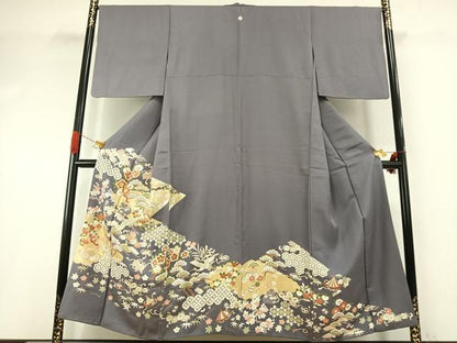 平和屋着物●創業460年・千總　色留袖　駒刺繍　松竹梅　飛鶴文　金彩　正絹　逸品　AABI1269fy