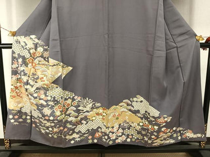 平和屋着物●創業460年・千總　色留袖　駒刺繍　松竹梅　飛鶴文　金彩　正絹　逸品　AABI1269fy