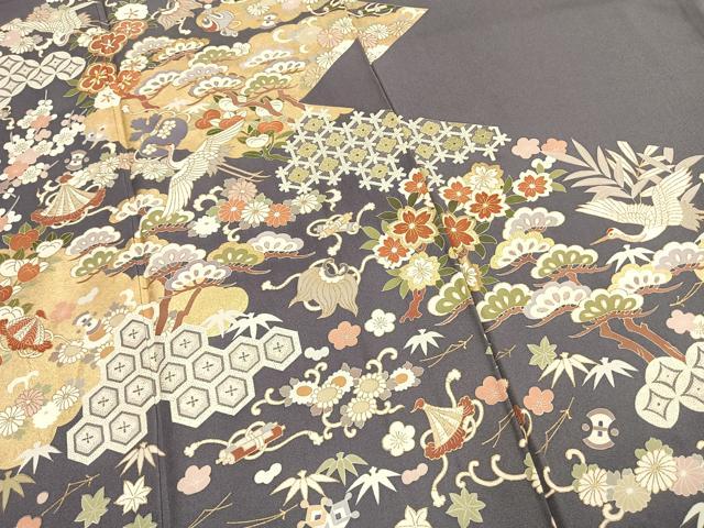 平和屋着物●創業460年・千總　色留袖　駒刺繍　松竹梅　飛鶴文　金彩　正絹　逸品　AABI1269fy