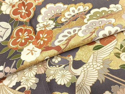平和屋着物●創業460年・千總　色留袖　駒刺繍　松竹梅　飛鶴文　金彩　正絹　逸品　AABI1269fy
