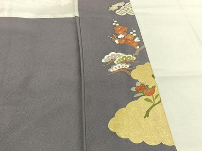 平和屋着物●創業460年・千總　色留袖　駒刺繍　松竹梅　飛鶴文　金彩　正絹　逸品　AABI1269fy