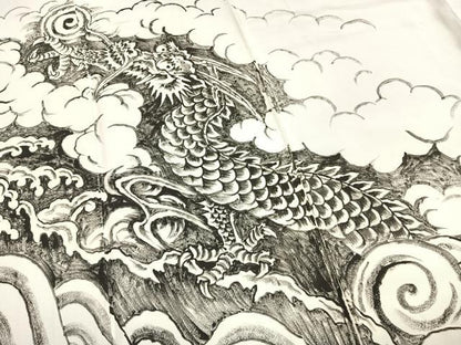 平和屋着物●訪問着　作家物　手描き　逸鬼　龍　暈し染め　正絹　逸品　AABI1270fy