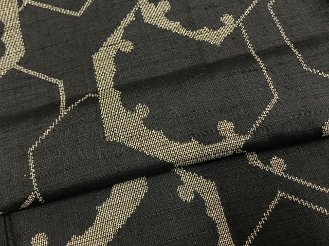 平和屋着物●上質な紬　亀甲文様　黒地　正絹　逸品　AABI1271fy