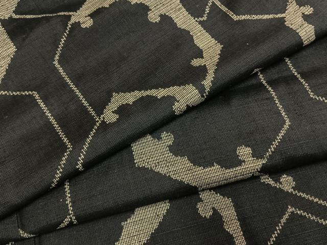 平和屋着物●上質な紬　亀甲文様　黒地　正絹　逸品　AABI1271fy