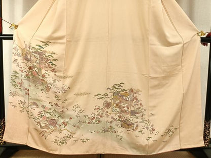 平和屋着物●訪問着　松竹梅　暈し染め　金彩　正絹　逸品　AABI1272fy