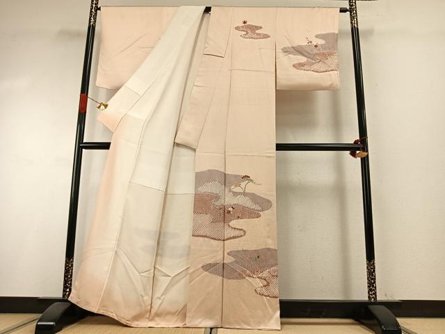 平和屋着物●訪問着　絞り　刺繍　松竹梅　金糸　正絹　逸品　AABI1275fy