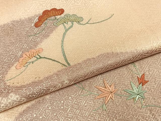 平和屋着物●訪問着　絞り　刺繍　松竹梅　金糸　正絹　逸品　AABI1275fy