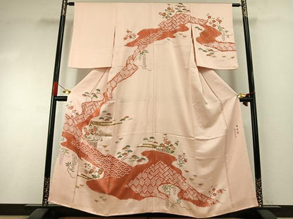 平和屋着物●訪問着　作家物　雅堂　絞り　松竹梅　金銀彩　正絹　逸品　AABI1276fy