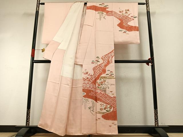 平和屋着物●訪問着　作家物　雅堂　絞り　松竹梅　金銀彩　正絹　逸品　AABI1276fy