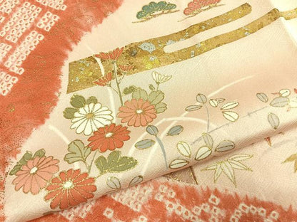 平和屋着物●訪問着　作家物　雅堂　絞り　松竹梅　金銀彩　正絹　逸品　AABI1276fy