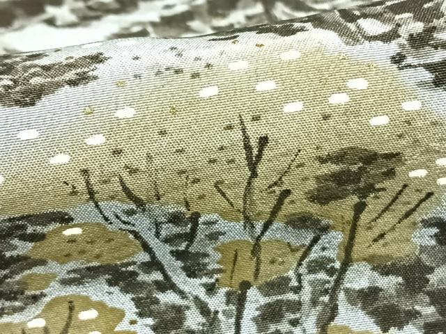 平和屋着物●男性　長襦袢　袷　手描き　富士山　樹林文　正絹　逸品　AABI1277fy