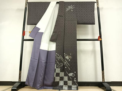 平和屋着物●京加賀友禅　百貫達雄　訪問着　絞り　刺繍　草花文　金糸　金彩　正絹　逸品　AABI1278fy