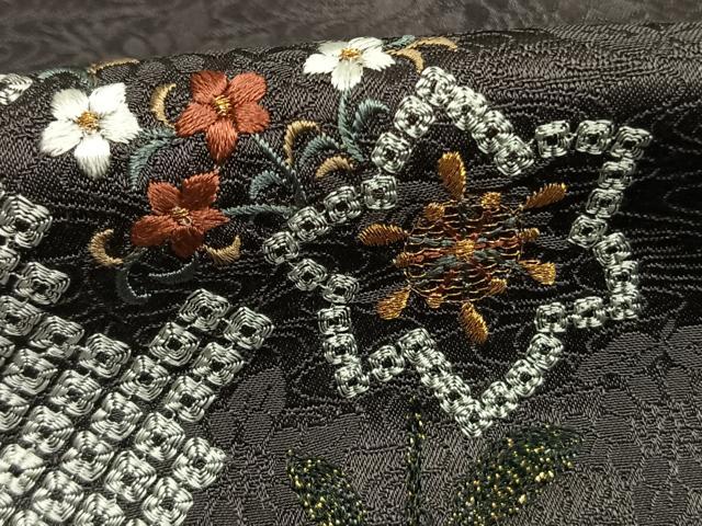 平和屋着物●京加賀友禅　百貫達雄　訪問着　絞り　刺繍　草花文　金糸　金彩　正絹　逸品　AABI1278fy