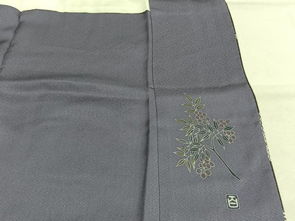 平和屋着物●京加賀友禅　百貫達雄　訪問着　絞り　刺繍　草花文　金糸　金彩　正絹　逸品　AABI1278fy