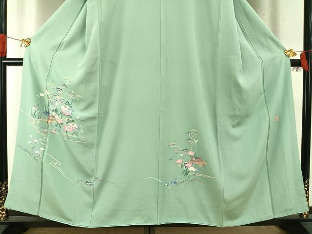 平和屋着物●本加賀友禅作家 岡本幸治　訪問着　枝花文　正絹　逸品　AABI1279fy