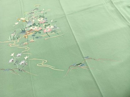 平和屋着物●本加賀友禅作家 岡本幸治　訪問着　枝花文　正絹　逸品　AABI1279fy