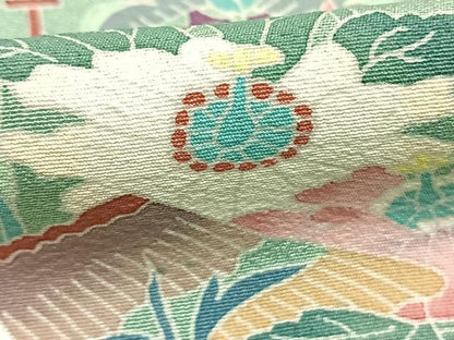 平和屋着物●本加賀友禅作家 岡本幸治　訪問着　枝花文　正絹　逸品　AABI1279fy