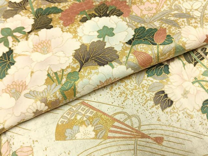 平和屋着物●訪問着　扇面花文　暈し染め　金彩　正絹　逸品　AABI1282fy