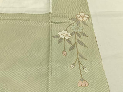 平和屋着物●訪問着　扇面花文　暈し染め　金彩　正絹　逸品　AABI1282fy