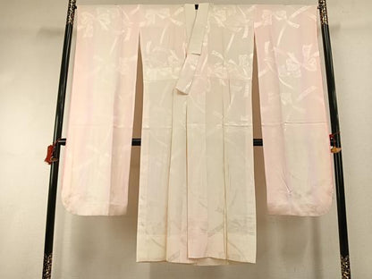 平和屋着物●振袖用長襦袢　無双仕立て　リボン地紋　暈し染め　正絹　逸品　AABI1284fy