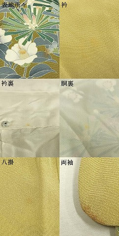 平和屋着物●訪問着　友禅　作家物　枝梅松花文　暈し染め　正絹　逸品　AABI1286fy