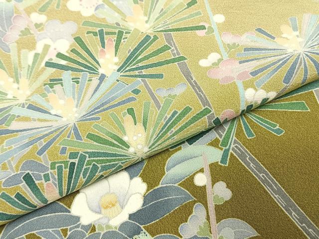 平和屋着物●訪問着　友禅　作家物　枝梅松花文　暈し染め　正絹　逸品　AABI1286fy