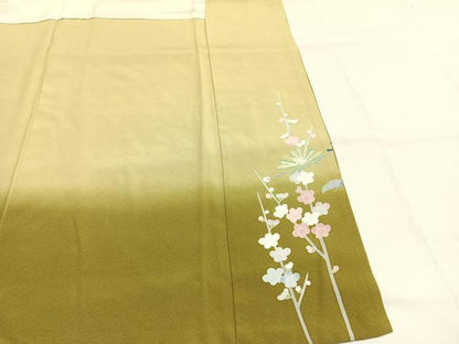 平和屋着物●訪問着　友禅　作家物　枝梅松花文　暈し染め　正絹　逸品　AABI1286fy