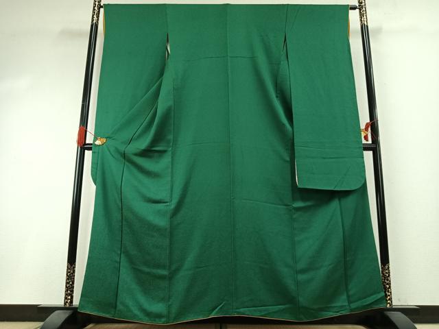 平和屋着物●豪華振袖　深緑色　正絹　逸品　AABI1288fy