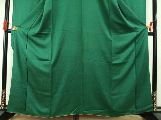 平和屋着物●豪華振袖　深緑色　正絹　逸品　AABI1288fy